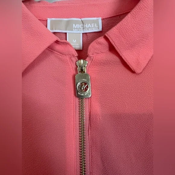 NEW WITH TAGWomen’s Michael Kors Grapefruit Long Sleeve 1/4 Zip Blouse